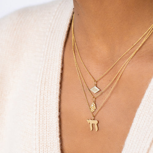 Gold & Diamond Mini Hamsa Charm