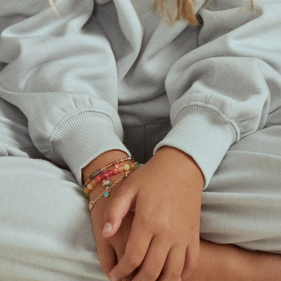 Kids Collection Gold & Rainbow Flower on Rainbow Jade - Sydney Evan Fine Jewelry