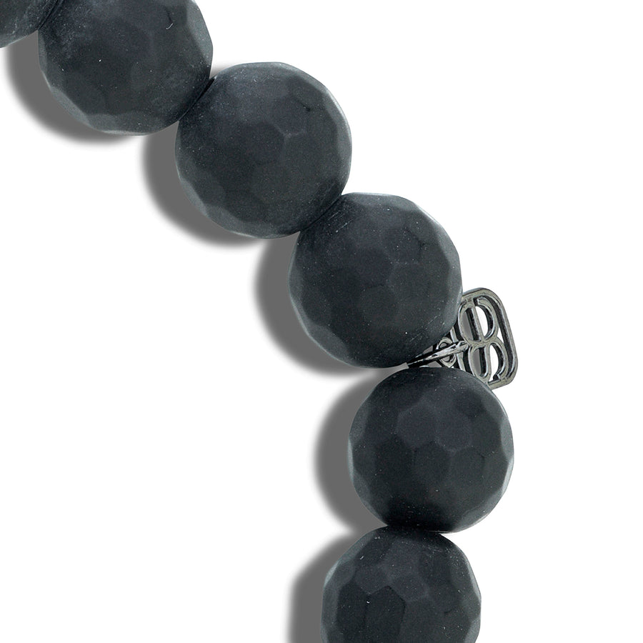 Men's Collection White Gold & Pave Diamond Skull on Onyx - Sydney Evan Fine Jewelry