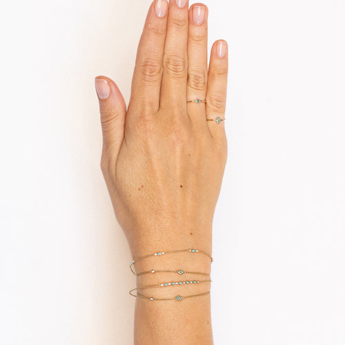 Gold Turquoise & Diamond Bezel Segment Bracelet