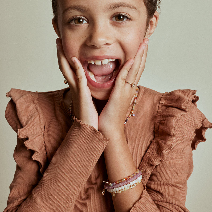 Kids Collection Gold & Enamel Tiny Elephant on Gold Lip Mother Of Pearl Heishi - Sydney Evan Fine Jewelry