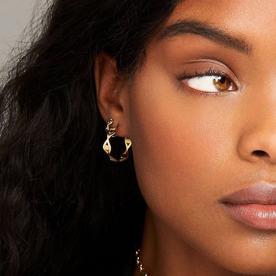 Pure Gold Medium Eye Link Hoops - Sydney Evan Fine Jewelry
