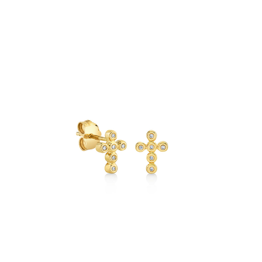 Gold & Diamond Cross Stud - Sydney Evan Fine Jewelry