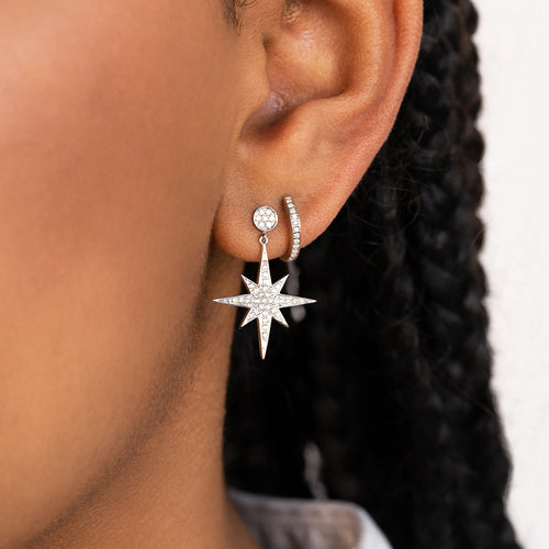 Gold & Pavé Diamond 9mm Huggie Hoops