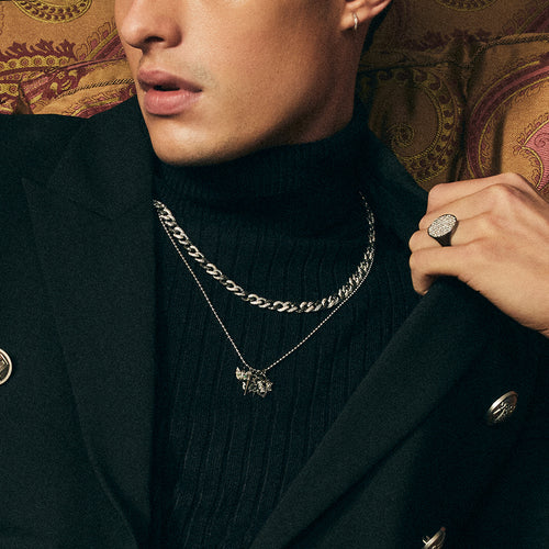 Men's Collection Two-Tone Gold & Pavé Diamond Link Necklace