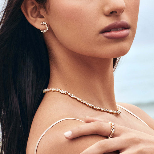 Gold & Diamond Pearl Cocktail Eternity Necklace