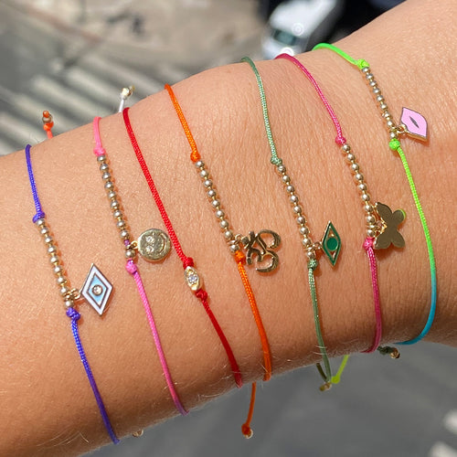 Gold & Enamel Tiny Eye Cord Bracelet