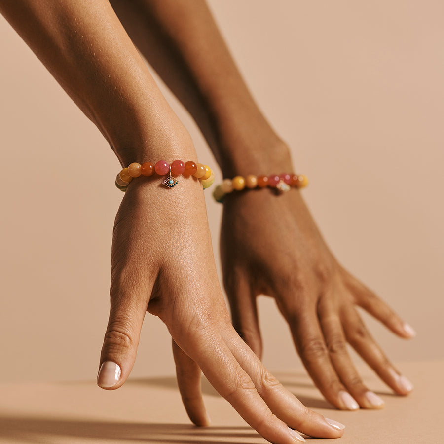 Gold & Rainbow Bezel Eye on Rainbow Jade - Sydney Evan Fine Jewelry