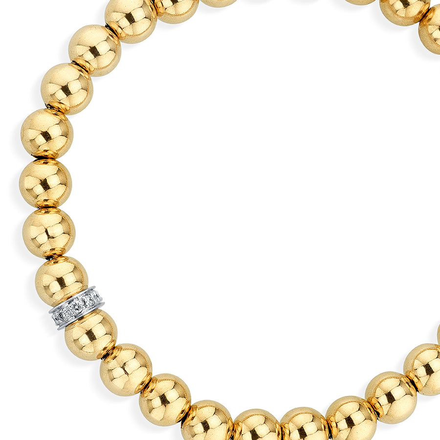 Gold & Diamond Rondelle on Gold Beads - Sydney Evan Fine Jewelry