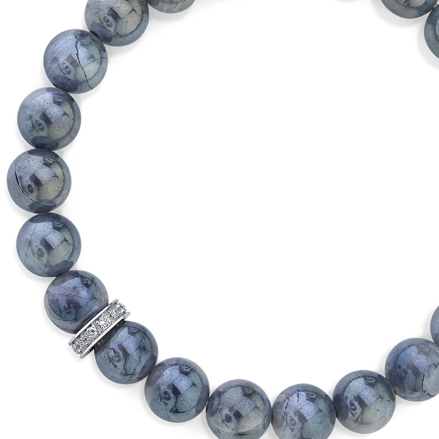 Gold & Diamond Eternity Rondelle on Grey Coated Moonstone - Sydney Evan Fine Jewelry