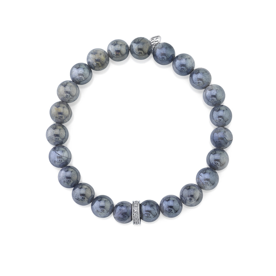 Gold & Diamond Eternity Rondelle on Grey Coated Moonstone - Sydney Evan Fine Jewelry