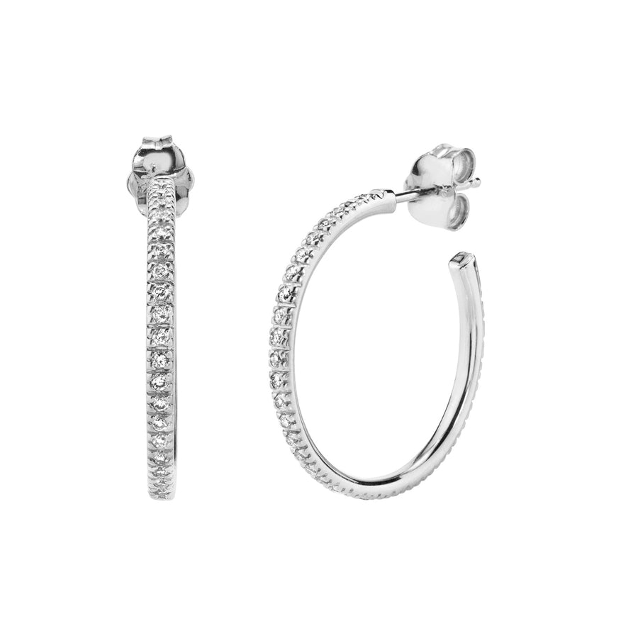 Gold & Diamond Medium Hoops - Sydney Evan Fine Jewelry