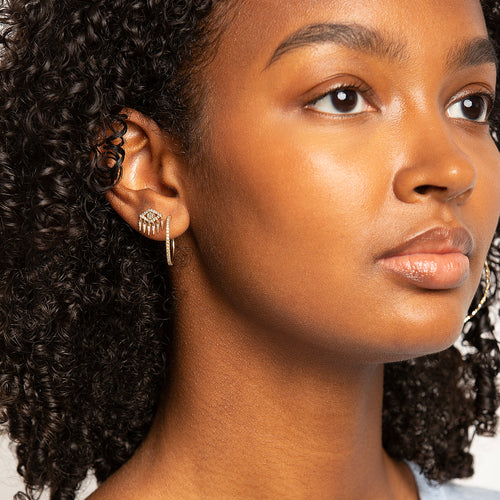 Gold & Diamond Eye Fringe Stud