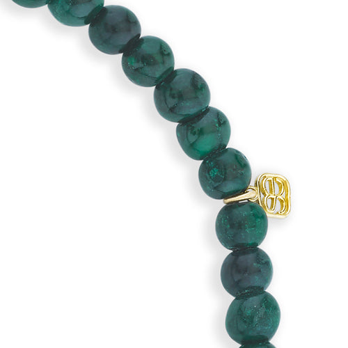 Men's Collection Gold & Diamond Small Clover on Malachite