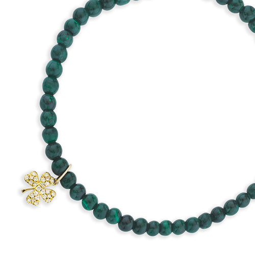 Men's Collection Gold & Diamond Small Clover on Malachite