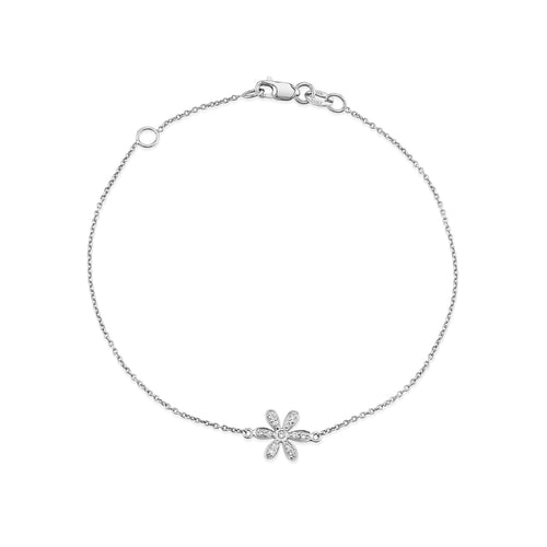 Gold & Diamond Daisy Flower Bracelet