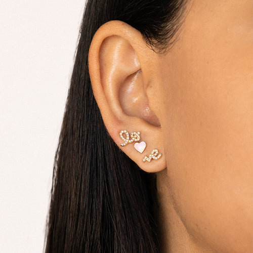 Gold & Diamond Love Stud