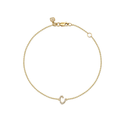 Gold & Diamond Small Initial Bracelet