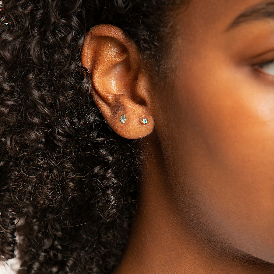 Gold Mini Enamel Eye Stud - Sydney Evan Fine Jewelry