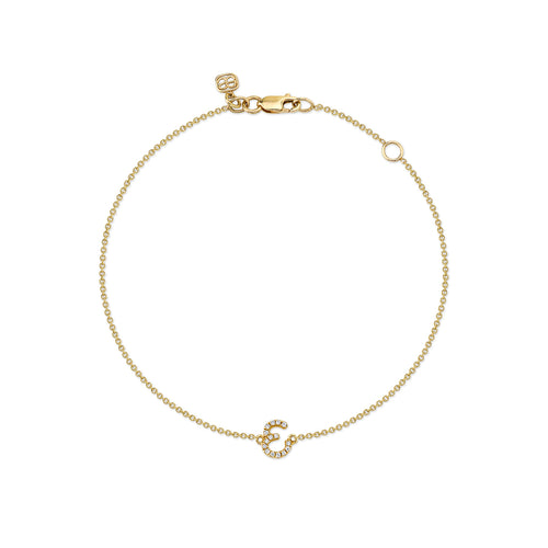 Gold & Diamond Small Initial Bracelet