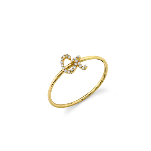 Gold & Diamond Small Initial Ring