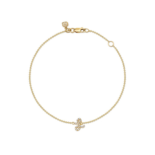 Gold & Diamond Small Initial Bracelet