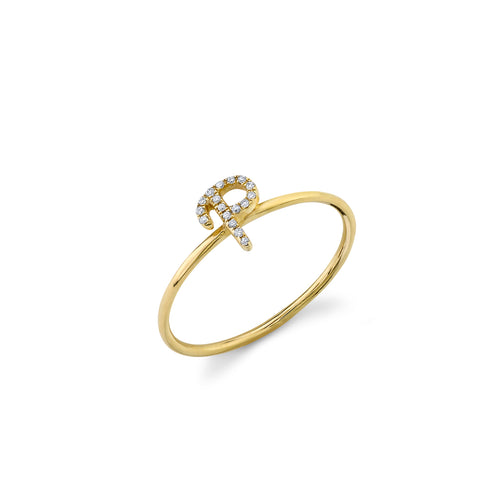 Gold & Diamond Small Initial Ring