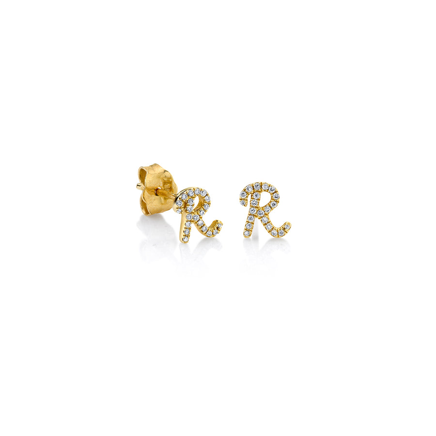 Gold & Diamond Small Initial Stud - Sydney Evan Fine Jewelry