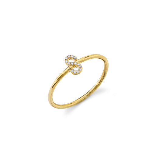 Gold & Diamond Small Initial Ring