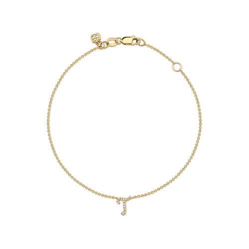 Gold & Diamond Small Initial Bracelet