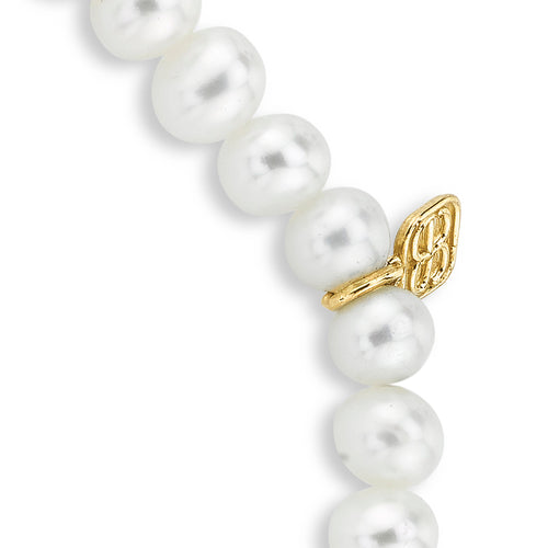 Gold & Diamond Cross on Pearls