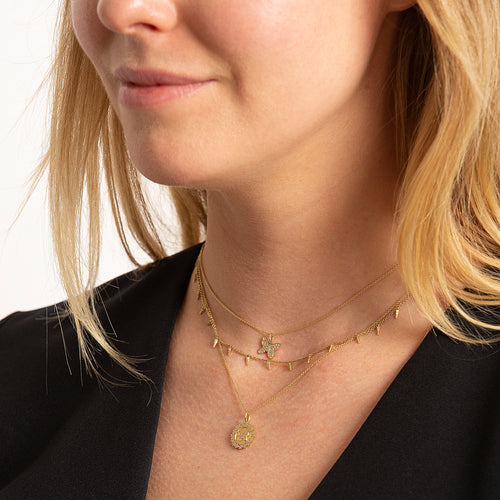 Gold & Diamond Butterfly Coin Charm