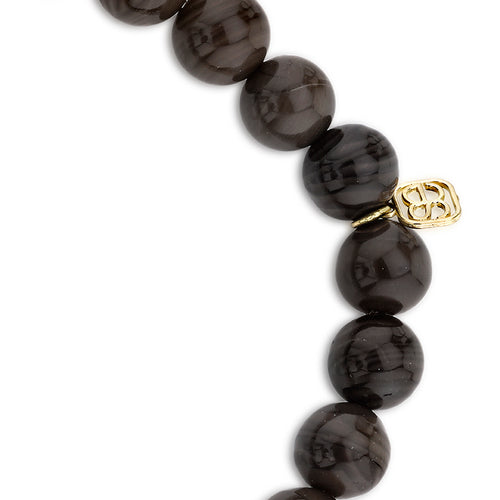 Gold & Diamond Mini Elephant on Brown Jasper