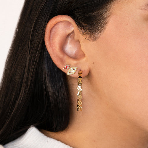 Gold & Enamel Mini Eye Stud