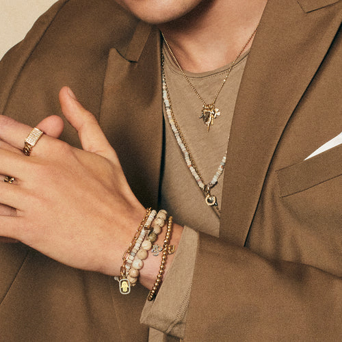 Men's Collection Gold & Diamond OM on African Opal