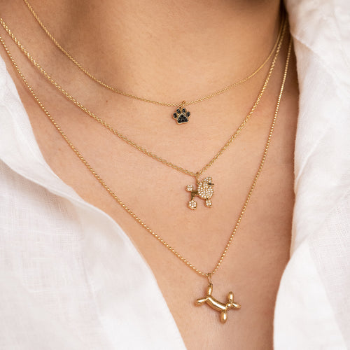 Gold & Diamond Small Paw Print Charm