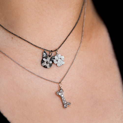 Black Rhodium & Diamond Boston Terrier Charm