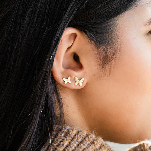 Pure Gold Tiny Butterfly Stud