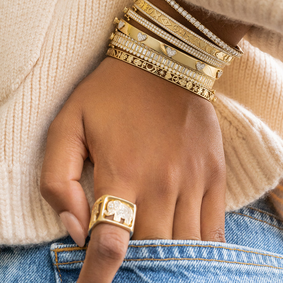 Gold & Diamond Luck Block Ring - Sydney Evan Fine Jewelry