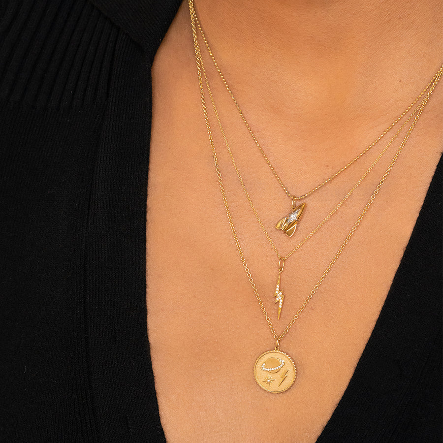Gold & Diamond Medium Lightning Bolt Charm - Sydney Evan Fine Jewelry