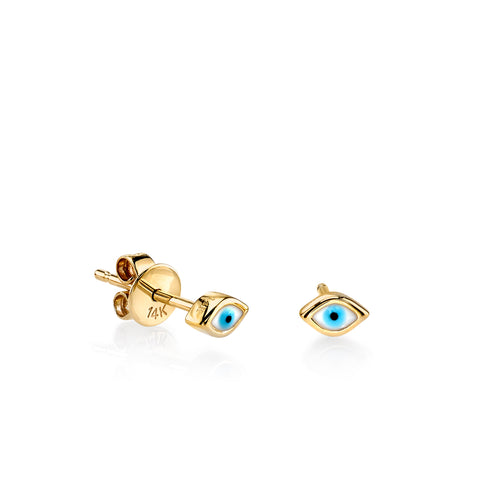 Gold Mini Enamel Eye Stud