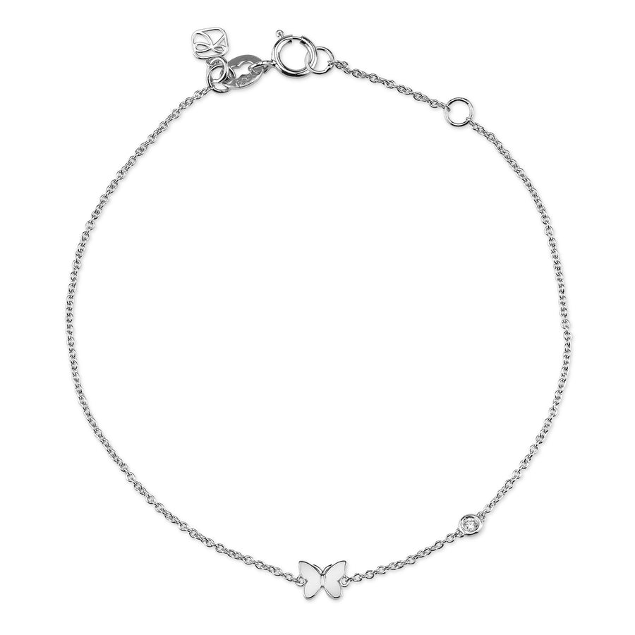 Gold Plated Sterling Silver Butterfly Bracelet with Bezel Set Diamond - Sydney Evan Fine Jewelry