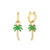 Gold & Diamond Palm Tree Charm Hoops