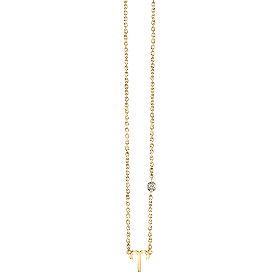 Gold Plated Sterling Silver Zodiac Necklace with Bezel Set Diamond - Sydney Evan Fine Jewelry