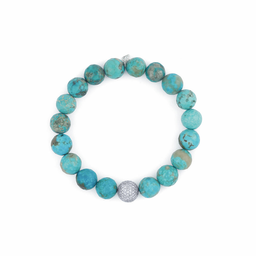 Men's Collection Gold & Diamond Ball on Turquoise - Sydney Evan Fine Jewelry