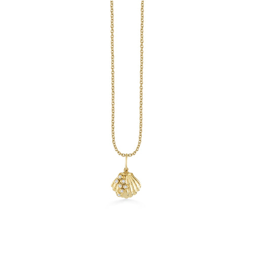 Gold & Diamond Small Clam Shell Charm