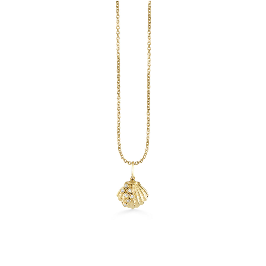 Gold & Diamond Small Clam Shell Charm - Sydney Evan Fine Jewelry