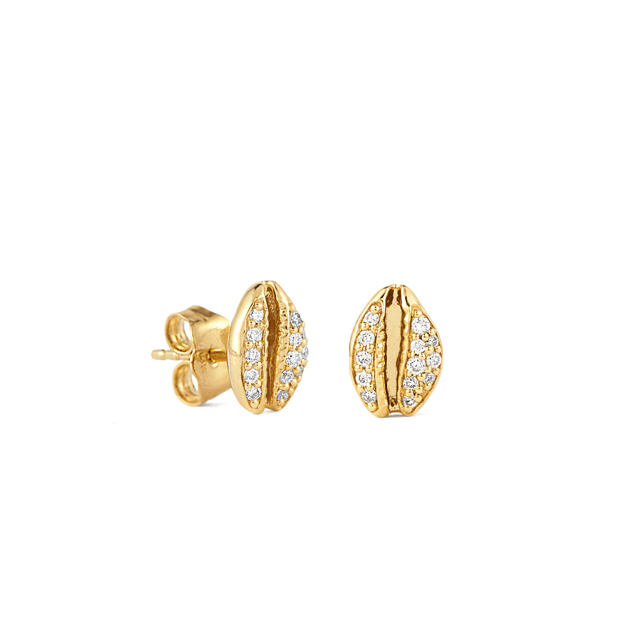 Gold & Diamond Cowrie Shell Stud - Sydney Evan Fine Jewelry