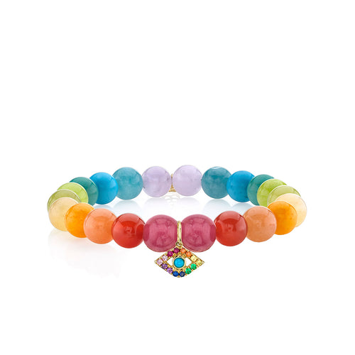 Gold & Rainbow Medium Bezel Eye on Rainbow Jade