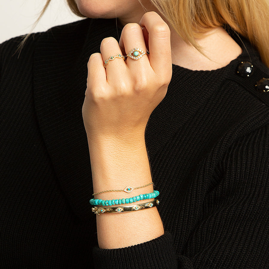 Gold & Diamond Multi Eye Bangle - Sydney Evan Fine Jewelry